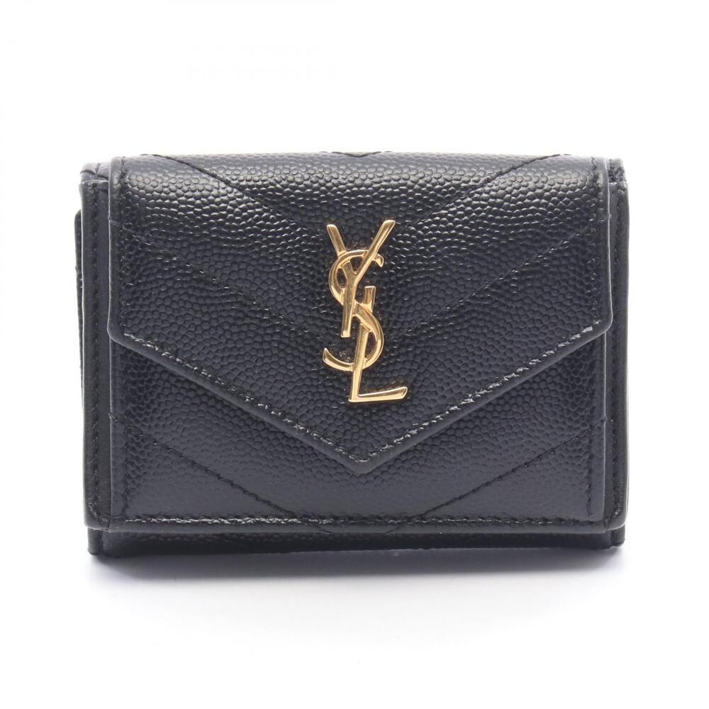 Saint Laurent Paris Wallet Monogram Trifold Leather Black